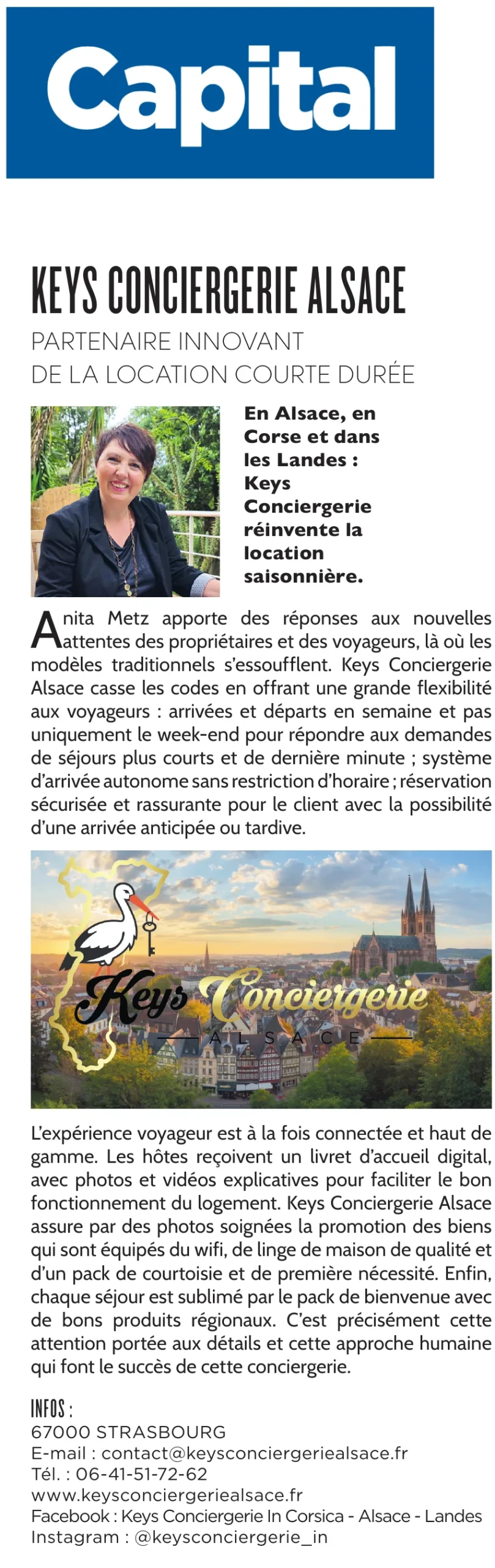 Article Capital « Les entreprises du mois » – Keys Conciergerie Alsace : texte intégral